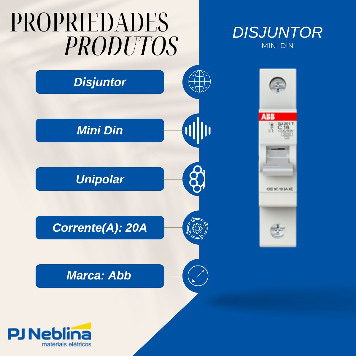Disjuntor Mini Din Unipolar 20A Curva C 3Ka 127/230V - Abb