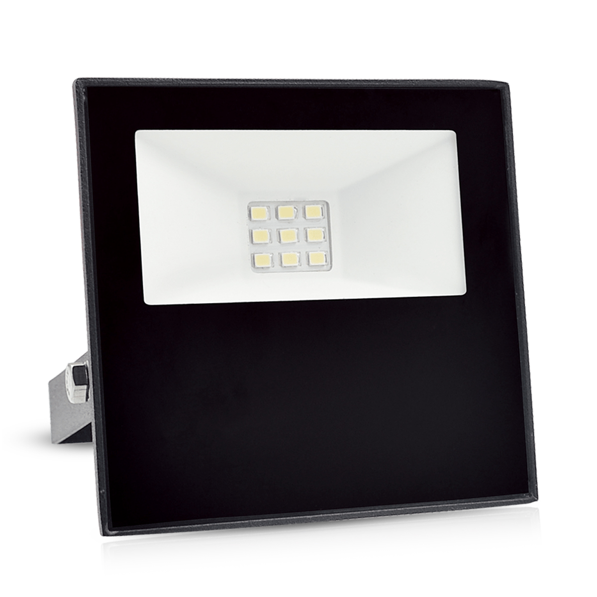 Luminária Refletor Led Retangular Preto 10W Bivolt 3000K Luz Amarela Difusor Vidro 25000H - Avant