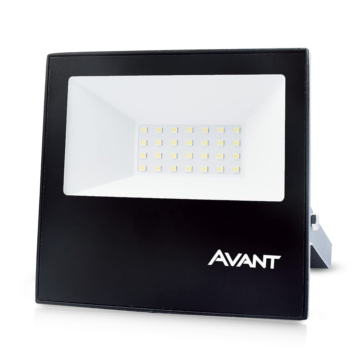 Luminária Refletor Led Retangular Preto 30W Bivolt 3000K Luz Amarela Difusor Vidro 25000H - Avant