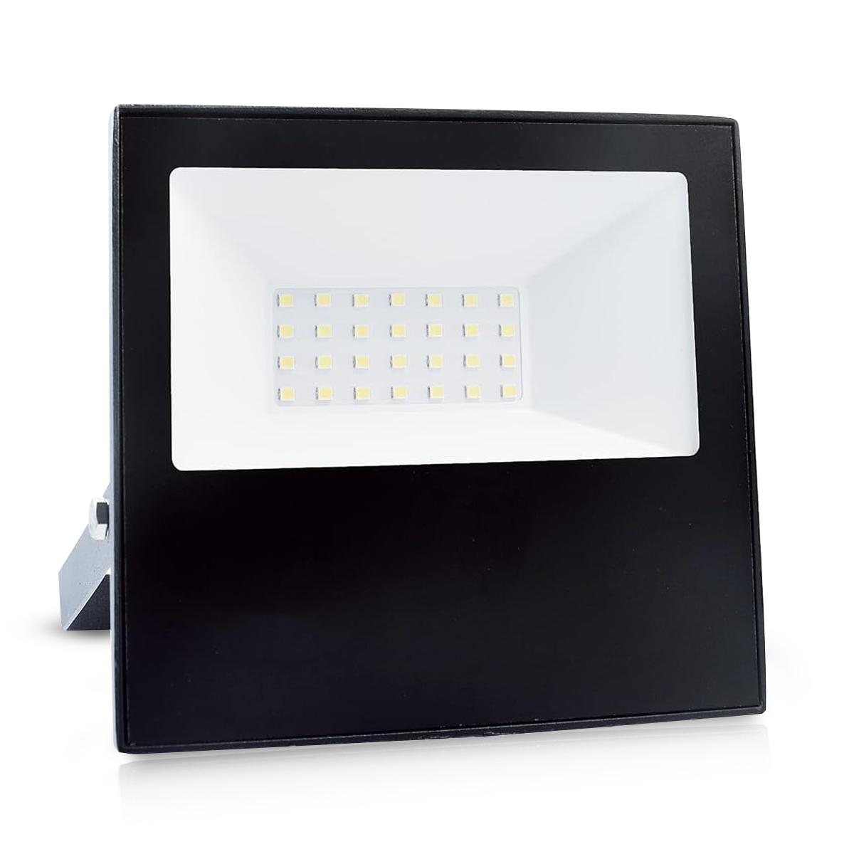 Luminária Refletor Led Retangular Preto 30W Bivolt 3000K Luz Amarela Difusor Vidro 25000H - Avant