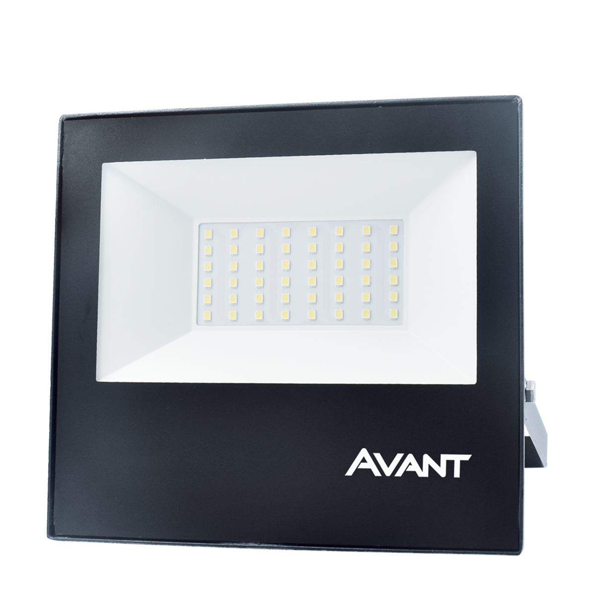 Luminária Refletor Led Retangular Preto 50W Bivolt Luz Neutra 4000K 3750Lm Difusor Vidro Temperado - Avant