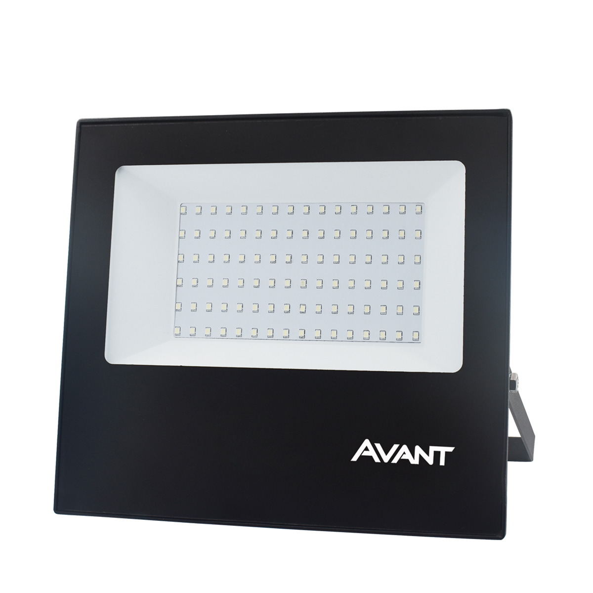 Luminária Refletor Led Retangular Preto 100W Bivolt Luz Amarela 3000K 7500Lm Difusor Vidro Temperado - Avant