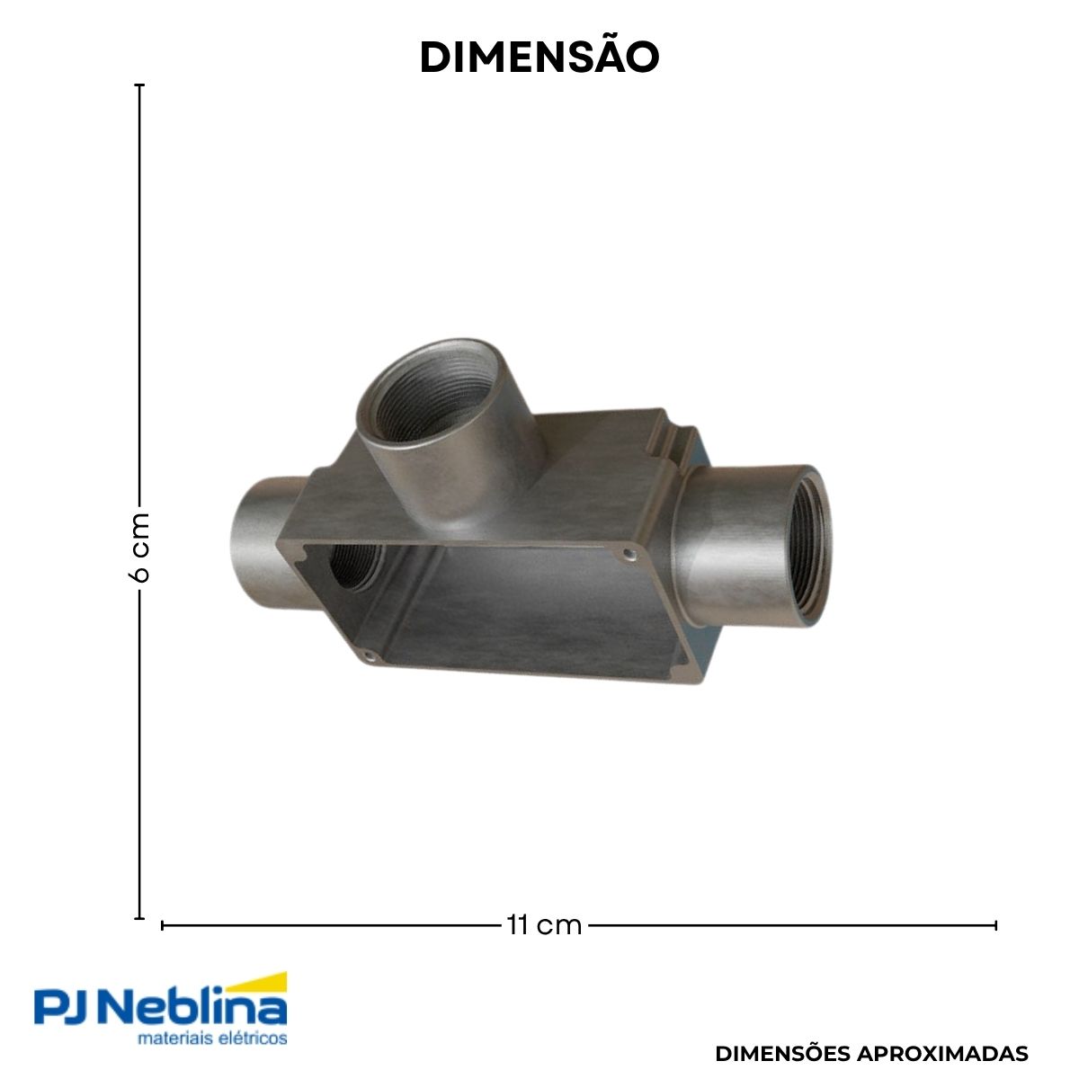 Condulete Alumínio Fixo Tipo T 1Pol C/Rosca Bsp S/Pintura S/Tampa S/Vedação Tgvp (Ip54) - Wetzel