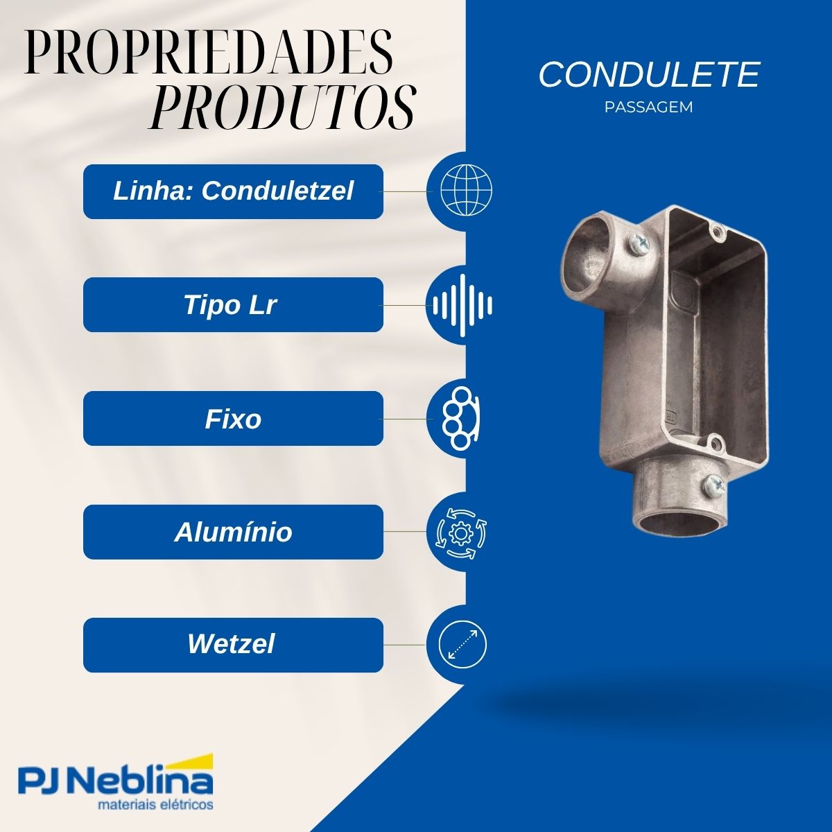 Condulete Alumínio Fixo Tipo Lr 1Pol C/Rosca Bsp S/Pintura S/Tampa S/Vedação Tgvp (Ip54) - Wetzel