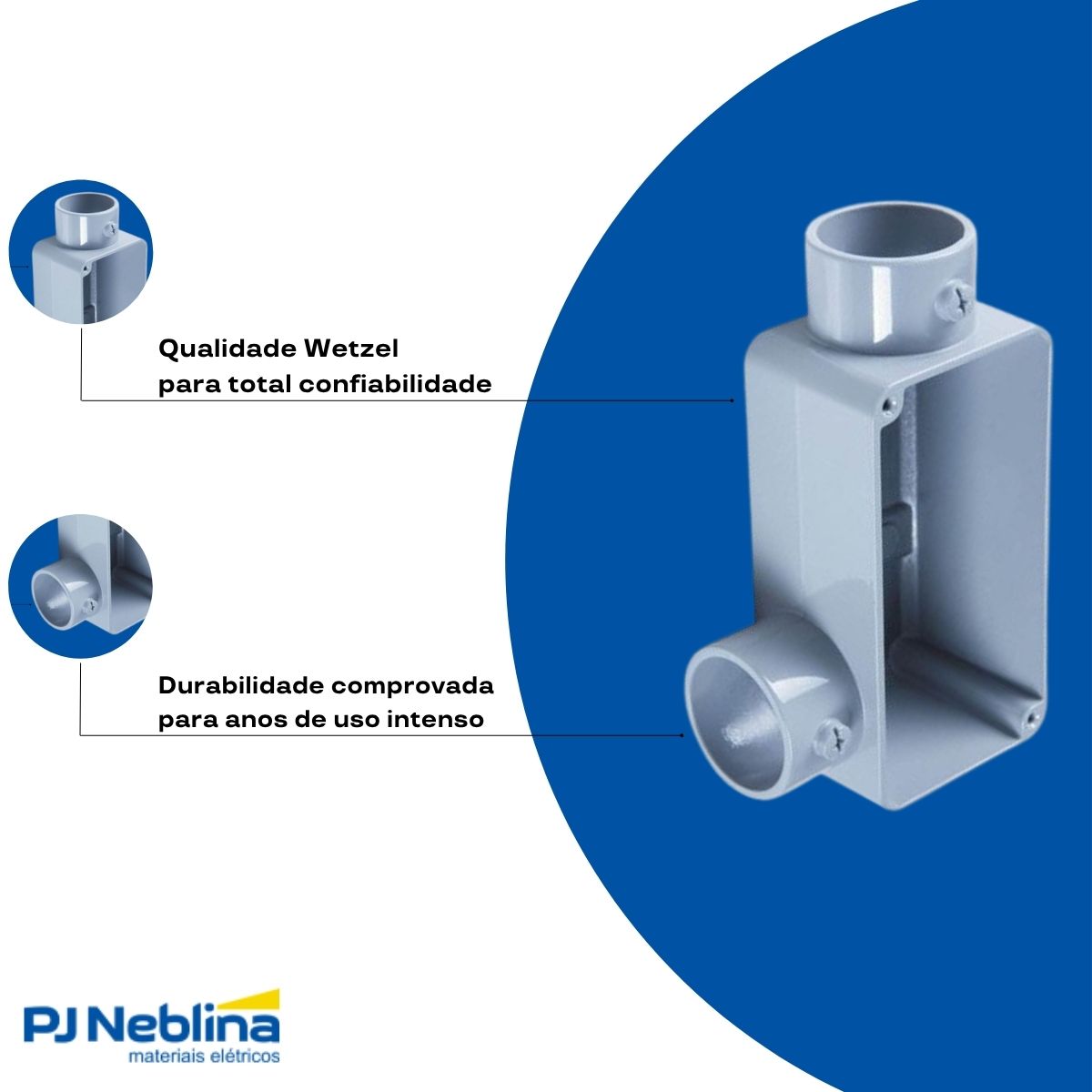 Condulete Alumínio Fixo Tipo Ll 1Pol C/Rosca Bsp S/Pintura S/Tampa S/Vedação Tgvp (Ip54) - Wetzel