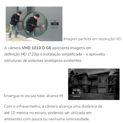 Câmera De Segurança Dome VHD 1010D G6 Multi HD 720P 3,6mm - Intelbras