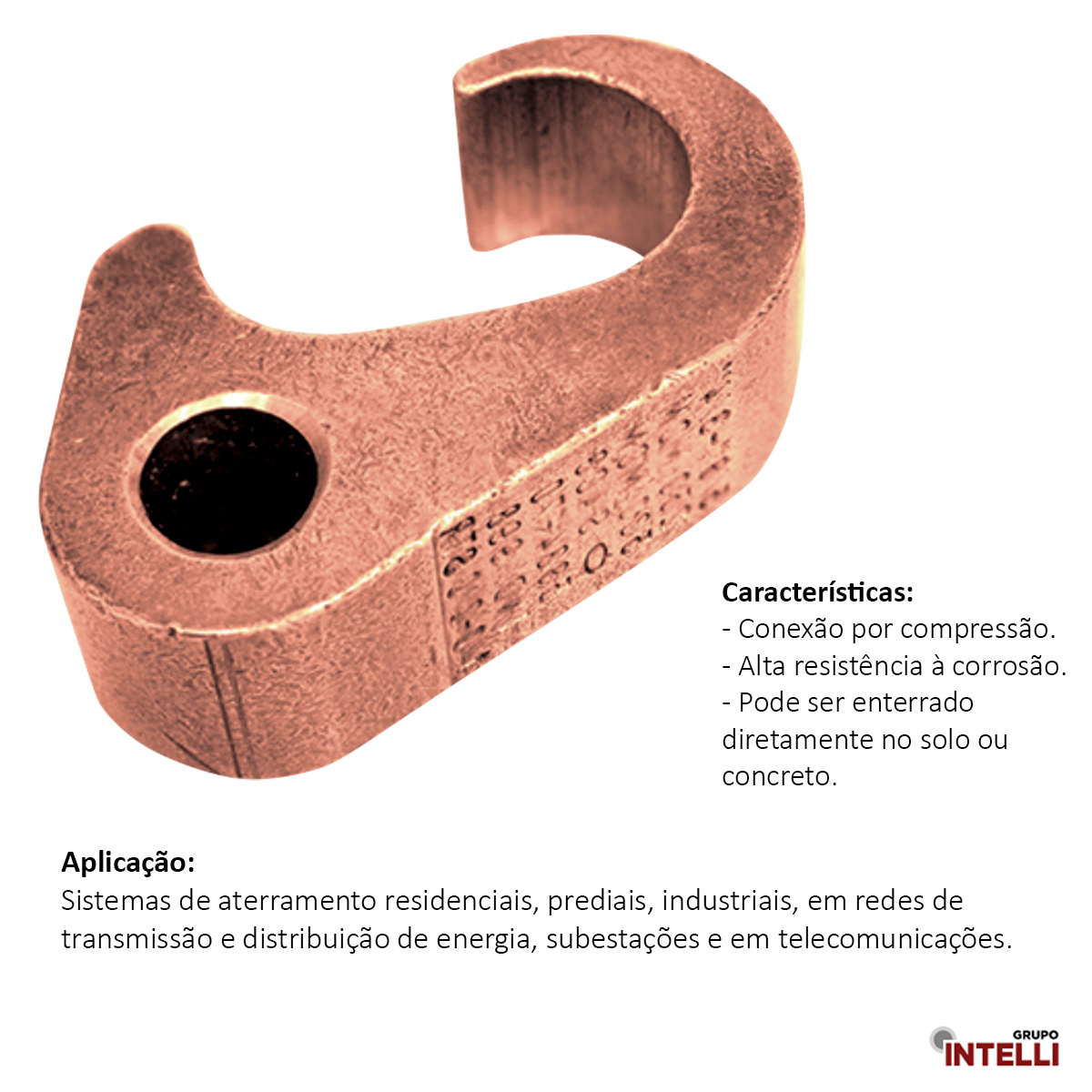 Conector Aterramento Compressão Simples Cobre Cabo/Haste 250-500Mcm Haste 5/8-3/4 10307 Intelli