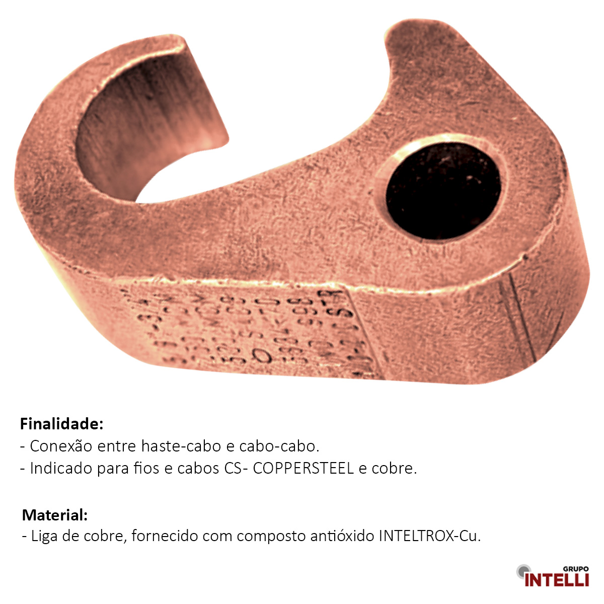 Conector Aterramento Compressão Simples Cobre Cabo/Haste 250-500Mcm Haste 5/8-3/4 10307 Intelli