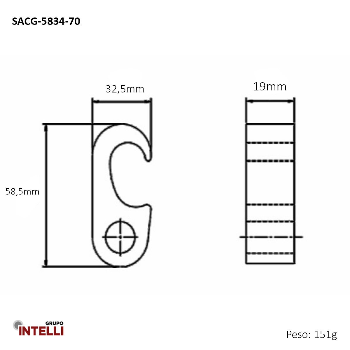 Conector Aterramento Compressão Simples Cobre Cabo/Haste 250-500Mcm Haste 5/8-3/4 10307 Intelli