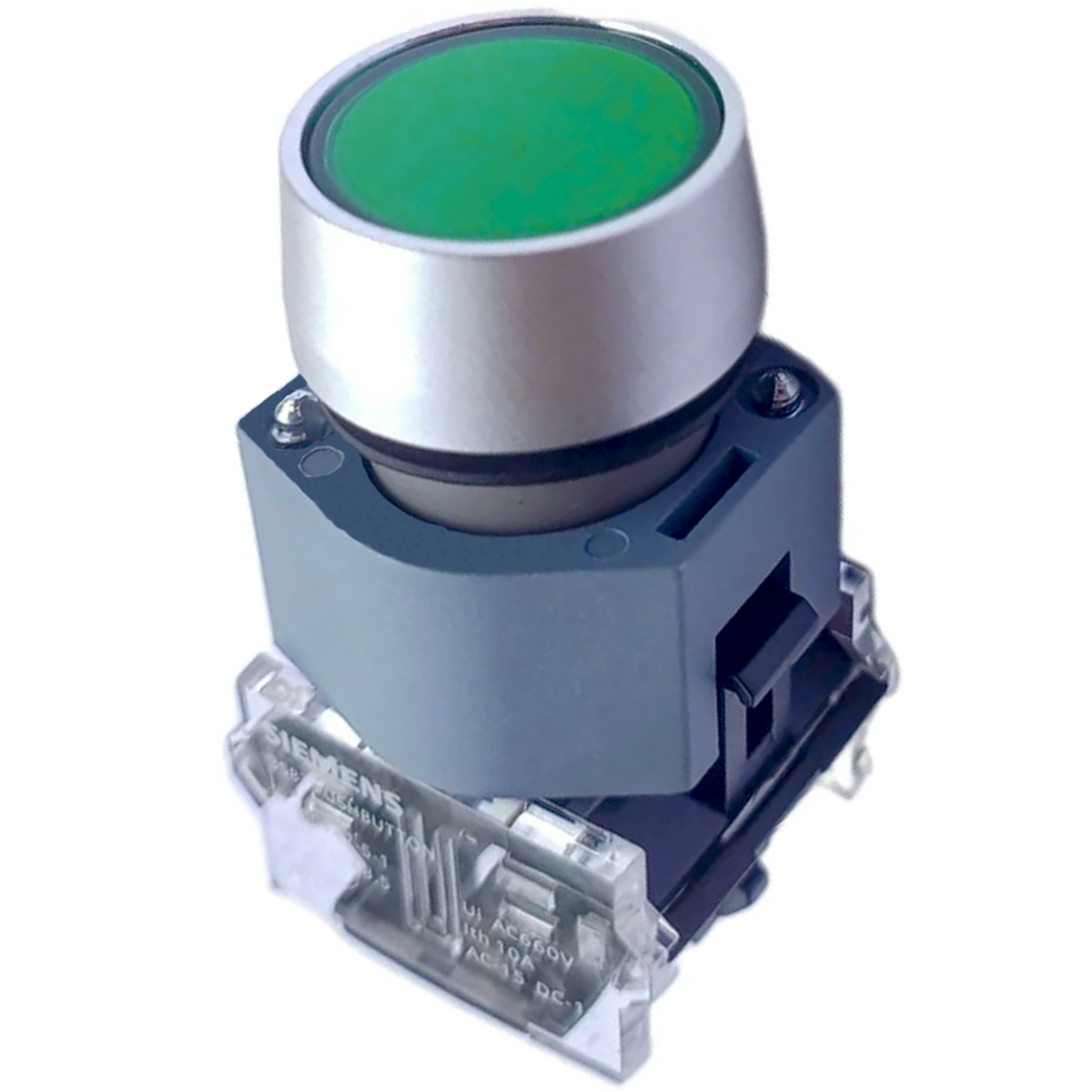 Botão Comando Pulsador Faceado Redondo 22Mm Plástico Verde 1Na 3SB71300AB401BA0 - Siemens