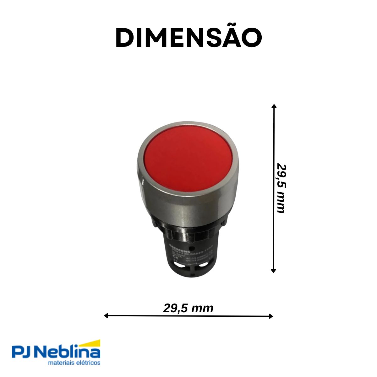 Botão Comando Pulsador Faceado Redondo 22Mm Plástico Vermelho 1Na+1Nf - Siemens