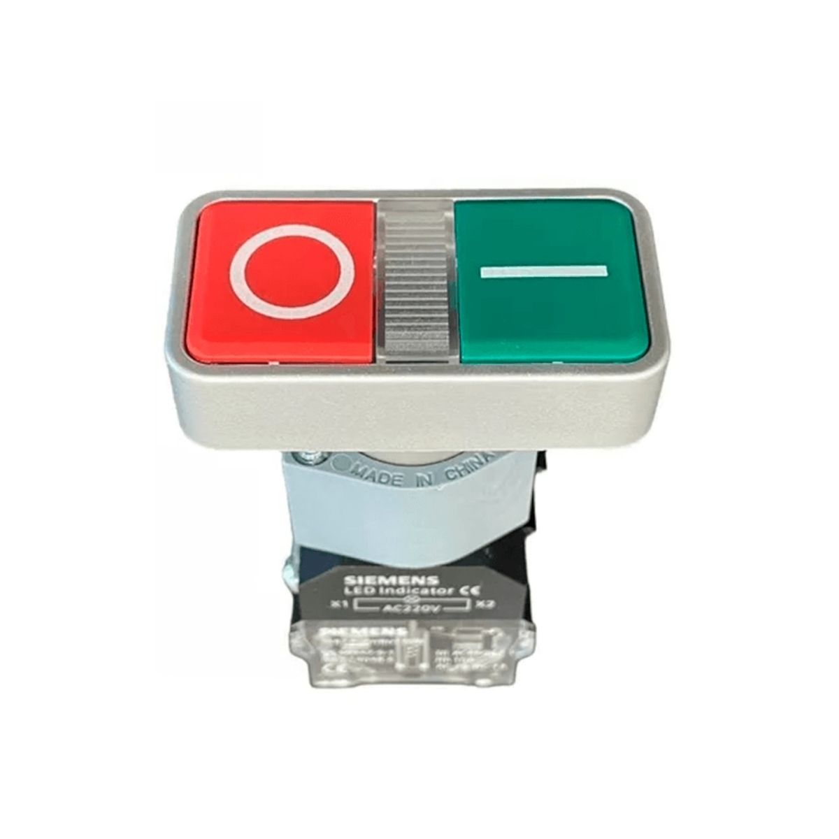 Botão De Comando Duplo Retangular 22mm Plástico Verde/Vermelho 1Na+1Nf 3SB71303AA241MK0 - Siemens