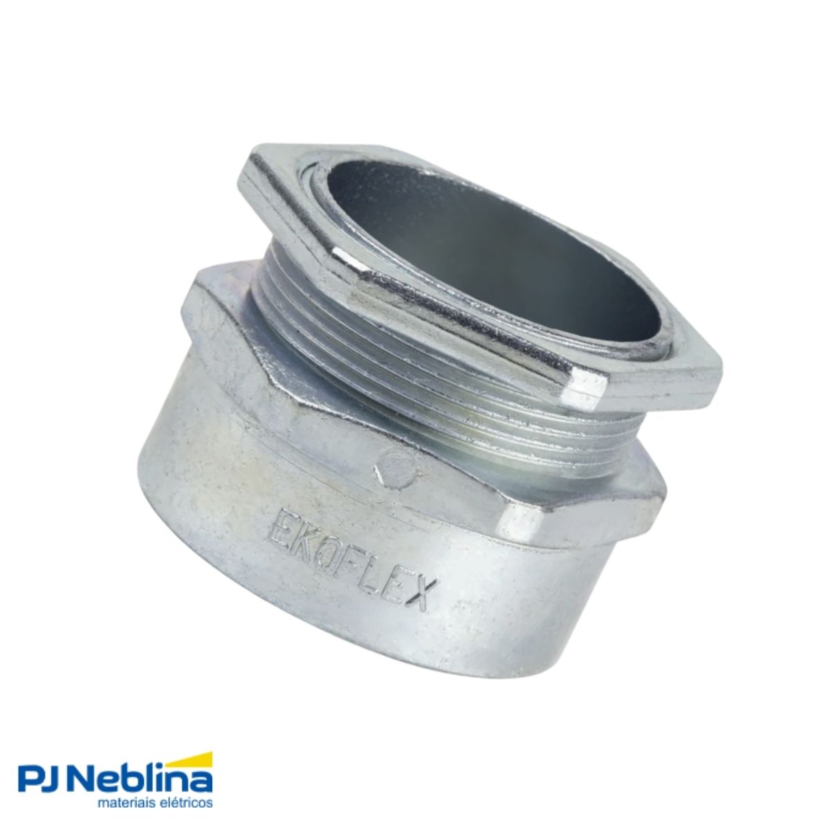 Conector Eletroduto Macho Zamak Zincado 1Pol Bsp Reto Fixo - Ekoflex