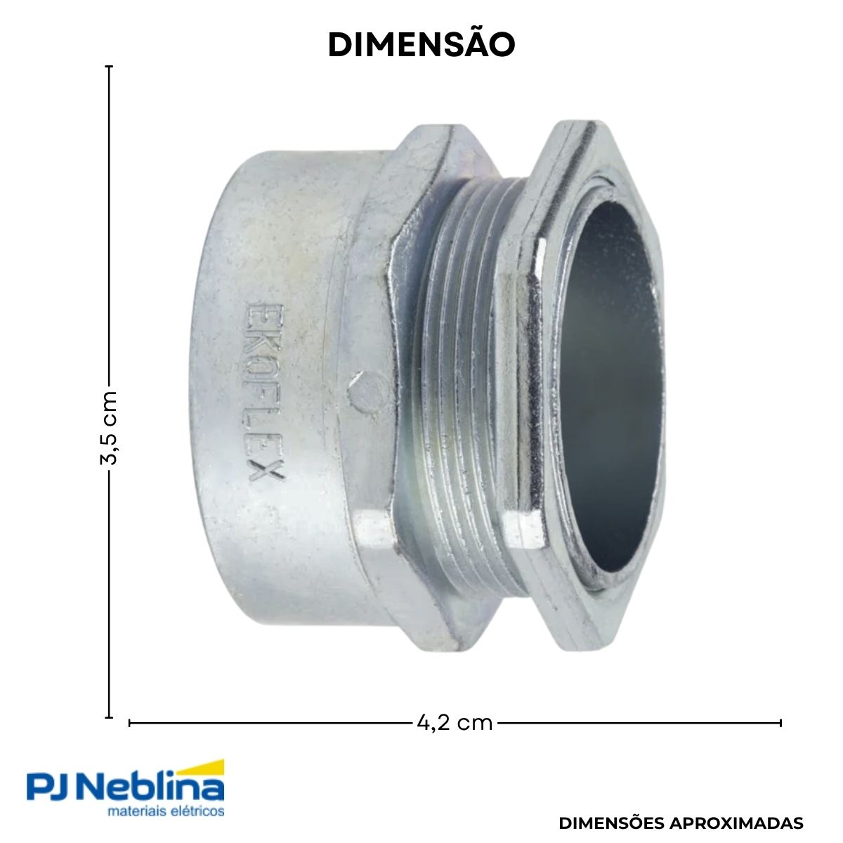 Conector Eletroduto Macho Zamak Zincado 1Pol Bsp Reto Fixo - Ekoflex