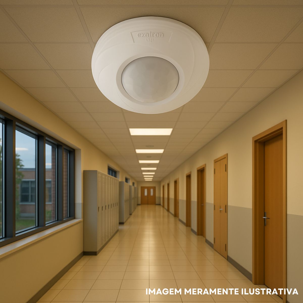 Sensor Presença C/Fotocélula Sobrepor/Embutir Teto Bivolt Alcance 12M Preto - Qualitronix