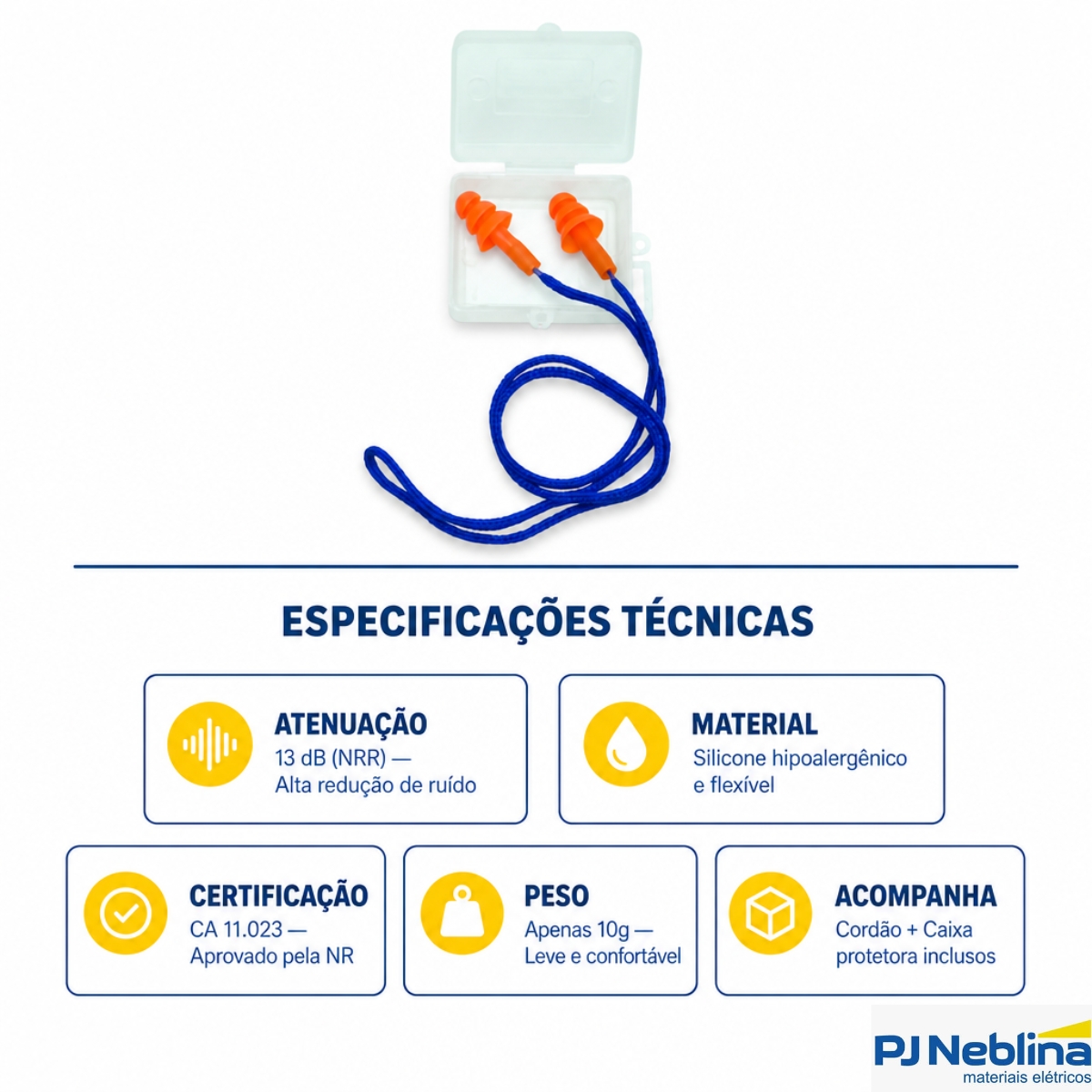 Protetor Auricular Cg 38S Silicone C/Cordão E Caixa Protetora 010217610 - Carbografite