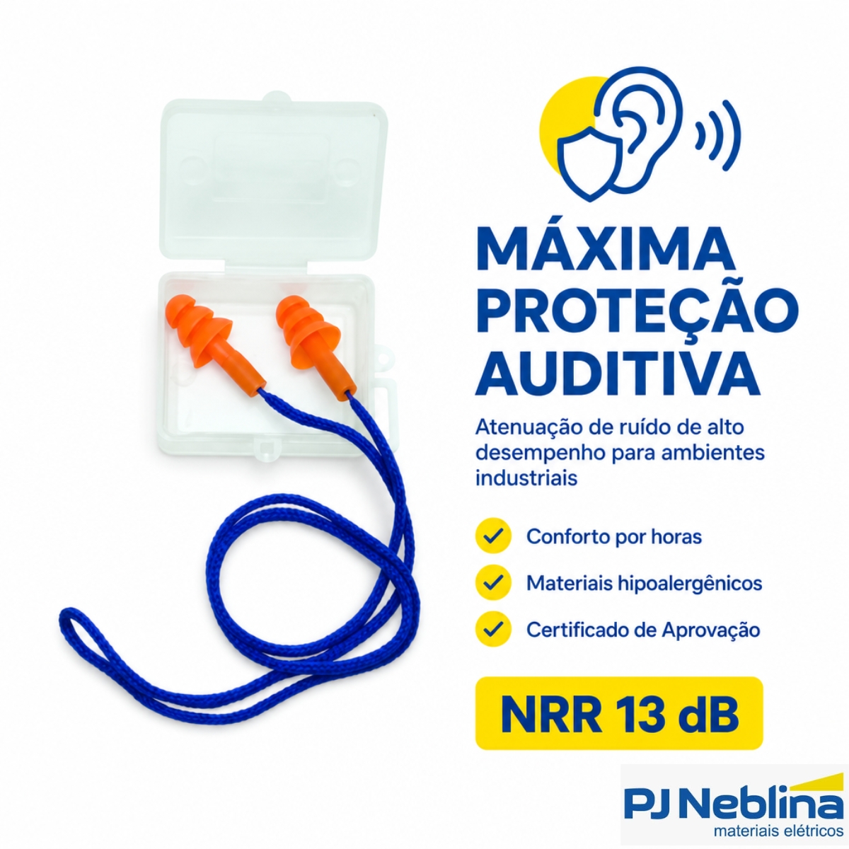 Protetor Auricular Cg 38S Silicone C/Cordão E Caixa Protetora 010217610 - Carbografite