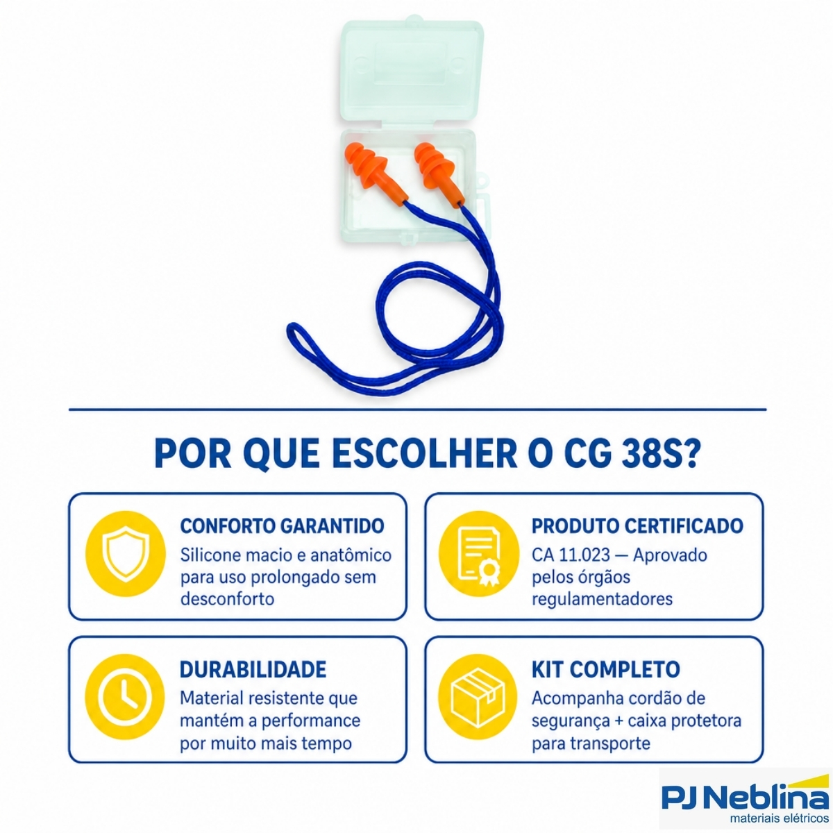Protetor Auricular Cg 38S Silicone C/Cordão E Caixa Protetora 010217610 - Carbografite