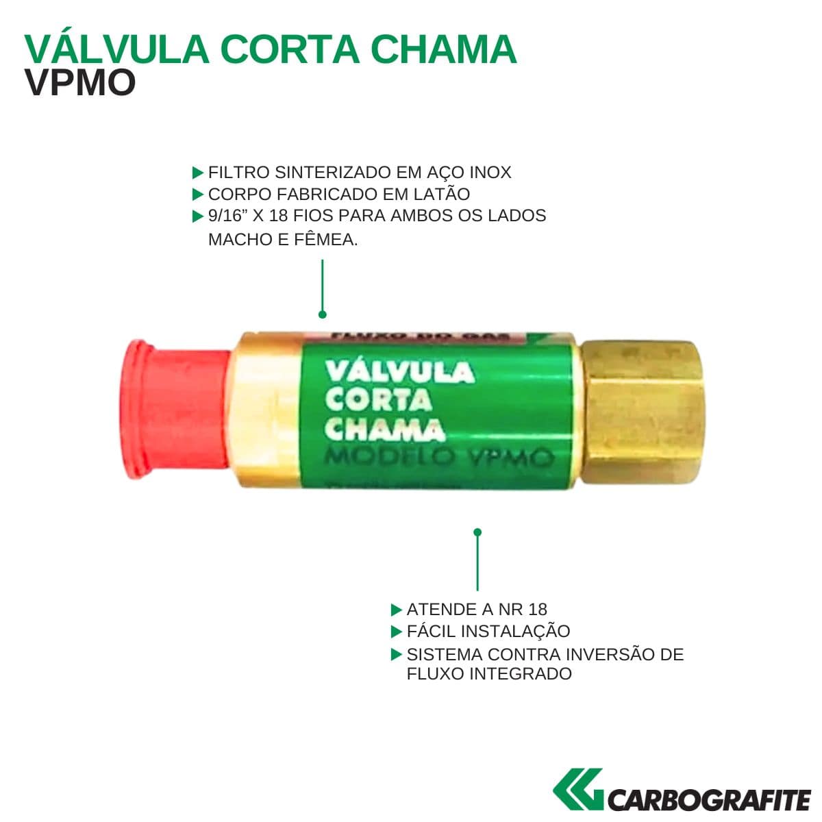 Válvula Corta Chamas VPMO Carbografite