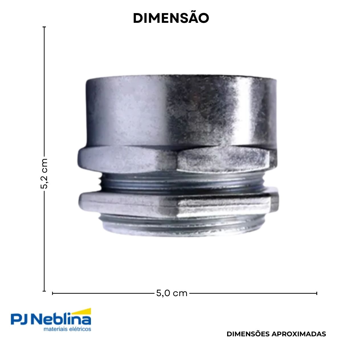 Conector Eletroduto Macho Zamak Zincado 1.1/2 Bsp Reto Fixo - Ekoflex