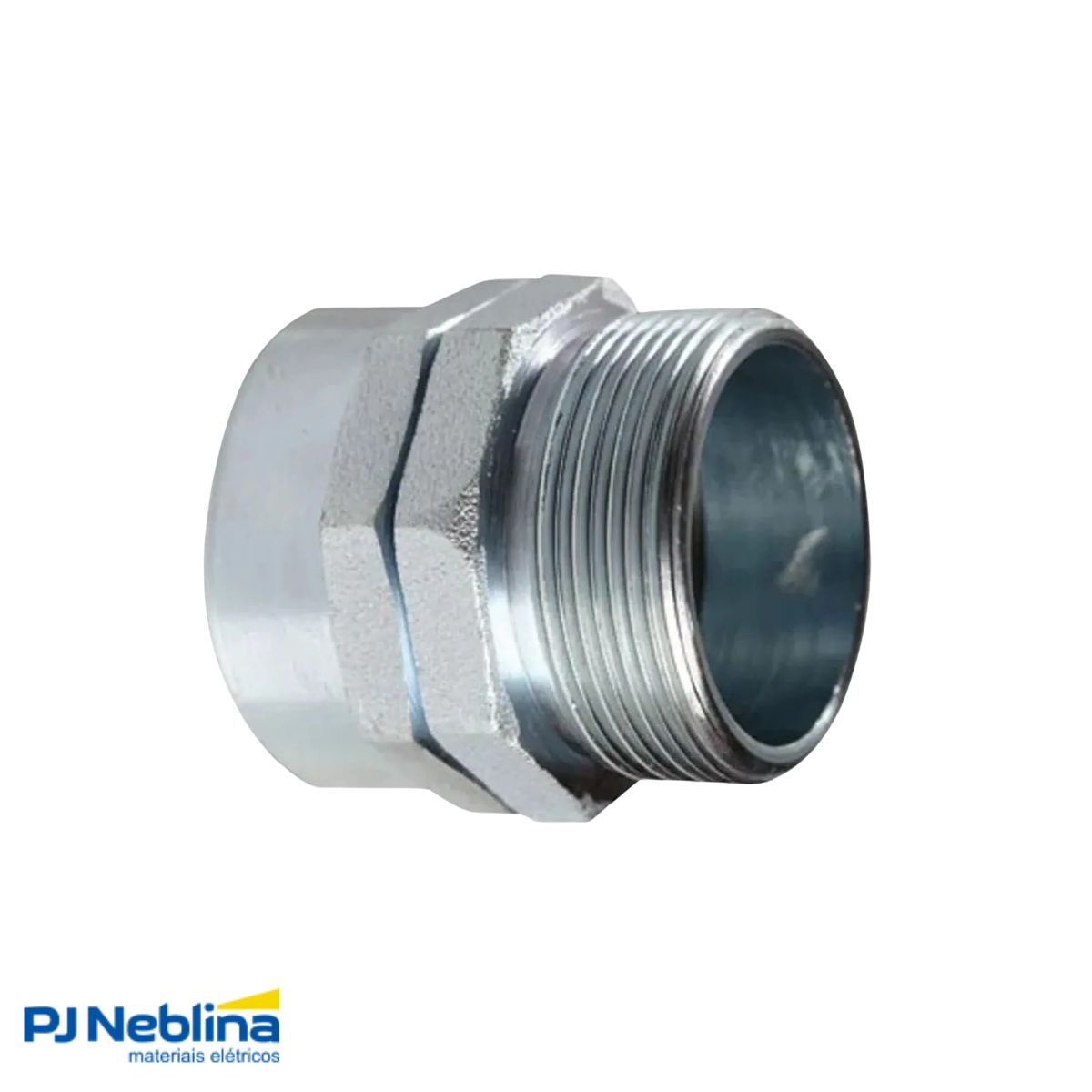 Conector Eletroduto Macho Zamak Zincado 2Pol Bsp Reto Fixo - Ekoflex