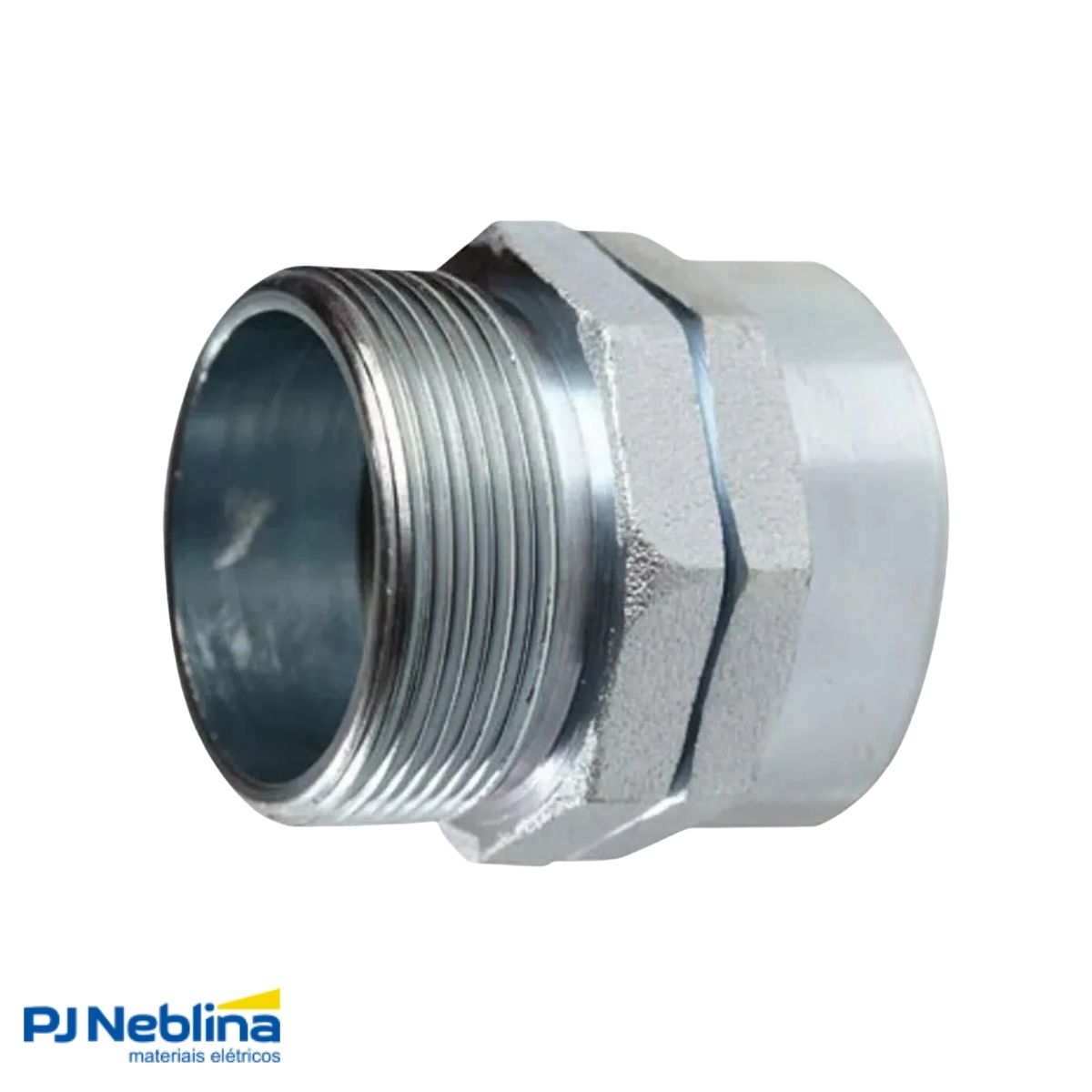 Conector Eletroduto Macho Zamak Zincado 2Pol Bsp Reto Fixo - Ekoflex