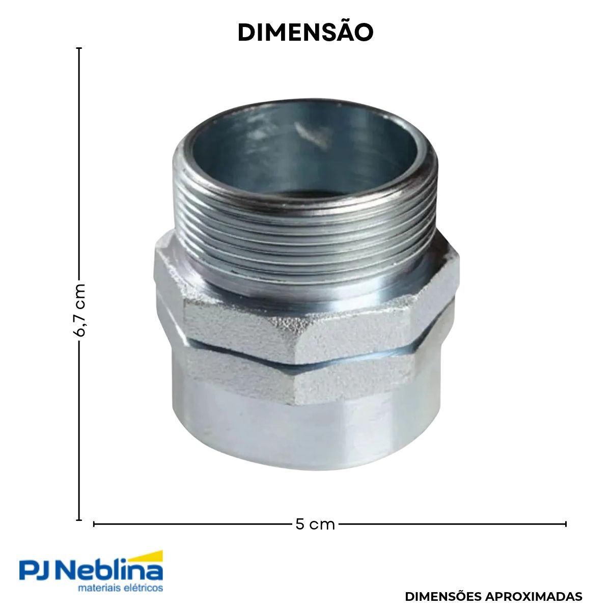 Conector Eletroduto Macho Zamak Zincado 2Pol Bsp Reto Fixo - Ekoflex