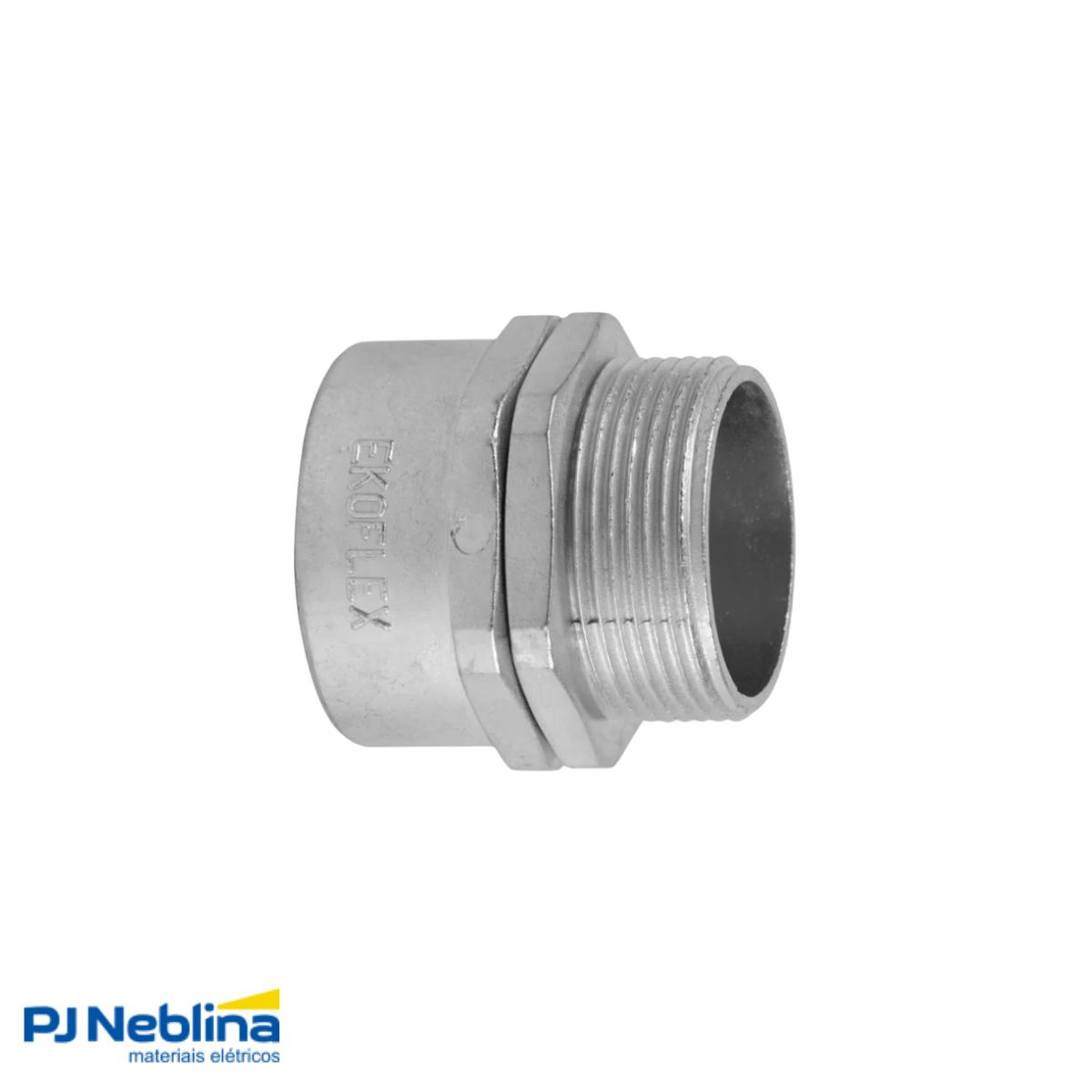 Conector Eletroduto Macho Zamak Zincado 1.1/2 Bsp Reto Giratório - Ekoflex