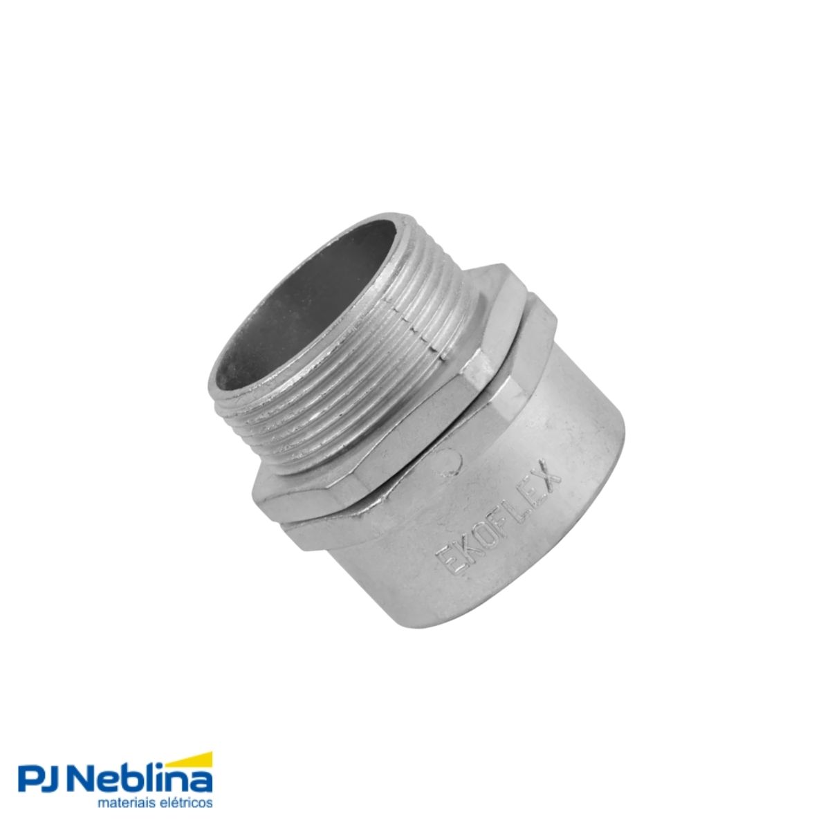 Conector Eletroduto Macho Zamak Zincado 1.1/2 Bsp Reto Giratório - Ekoflex