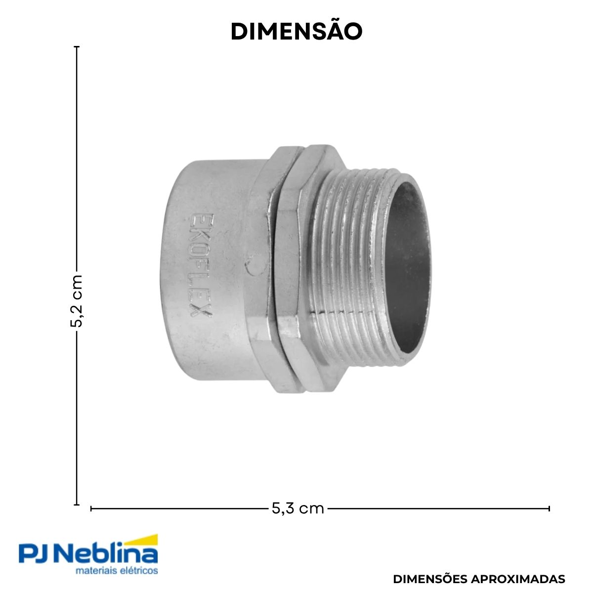 Conector Eletroduto Macho Zamak Zincado 1.1/2 Bsp Reto Giratório - Ekoflex
