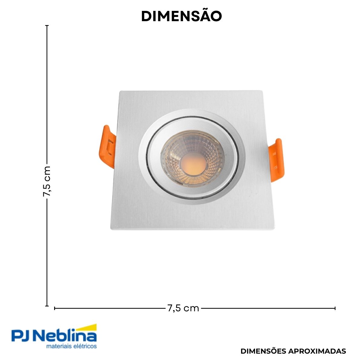 Luminária Spot Led Embutir Quadrado Branco 3W Bivolt 4000K Branco Neutro 230Lm - Ourolux