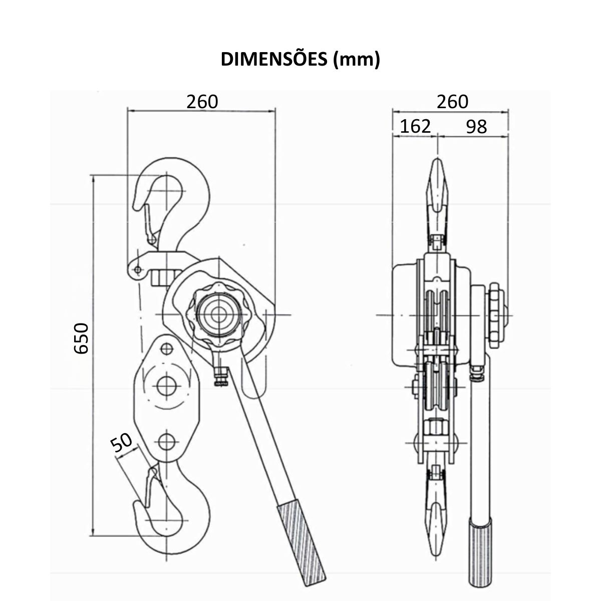 Talha Manual Alavanca Elo 9T Com 4 Metros - Berg-Steel