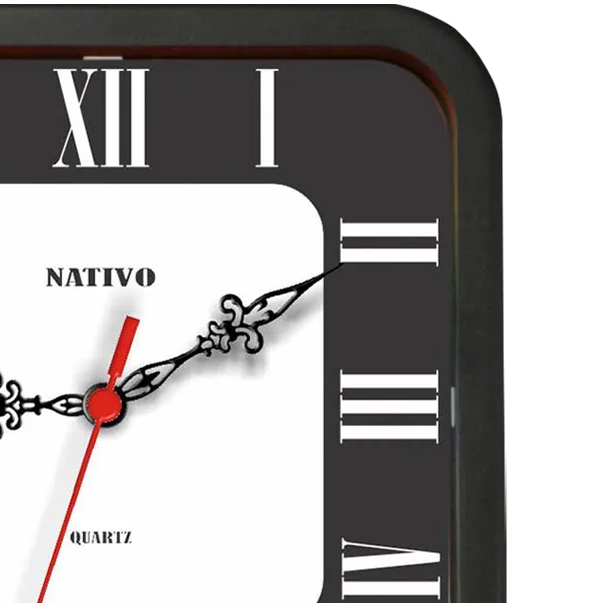 Relógio Parede Quadrado Black Romano 22x22Cm 51480-9 - Nativo
