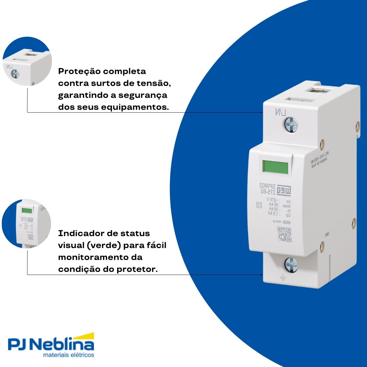 Protetor Surto Dps Sobretensão 275V 60Ka - Weg