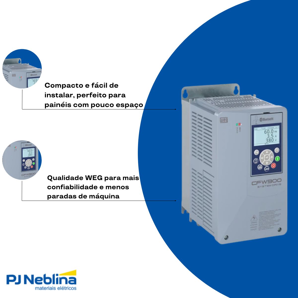 Inversor Frequência Trifásico 380-480V 50/60Hz 17A 7,5Kw C/Filtro - Weg