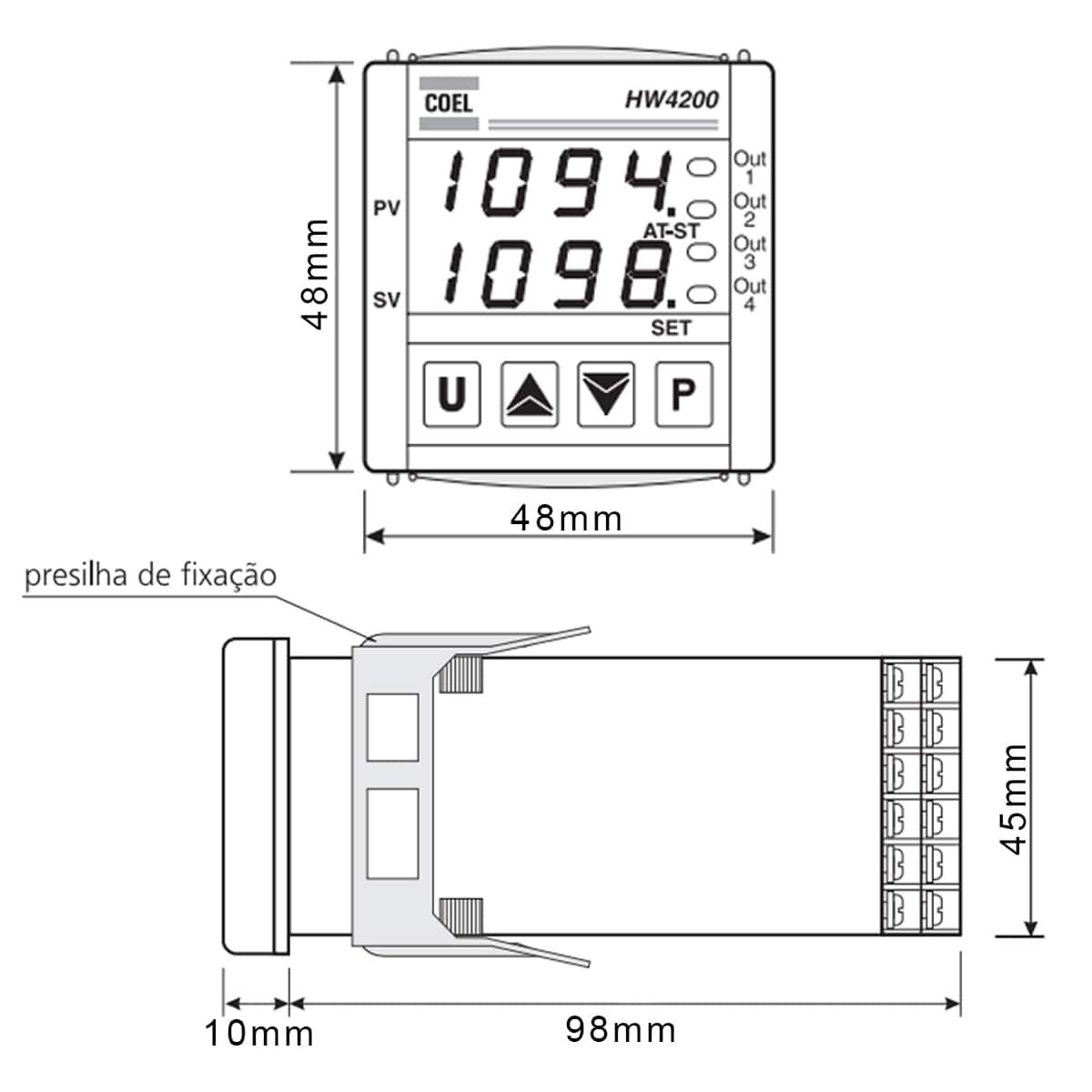 Controlador Temperatura Digital 100-240V 4 Saídas Comunicação Serial HW4200 Coel