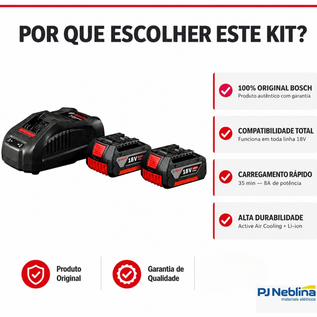 Kit Carregador Gal 1880 Cv 220V 2X Gba 18V 4,0Ah - Bosch