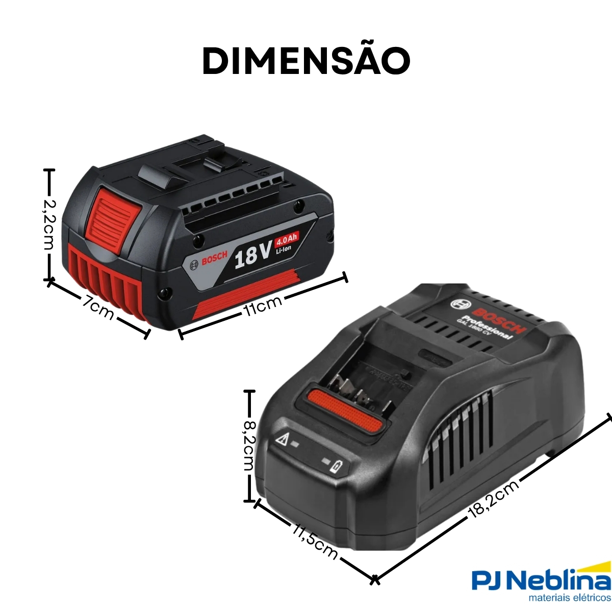 Kit Carregador Gal 1880 Cv 220V 2X Gba 18V 4,0Ah - Bosch