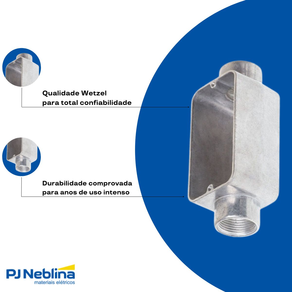 Condulete Alumínio Fixo Tipo C 1/2 C/Rosca Bsp S/Pintura S/Tampa S/Vedação - Wetzel