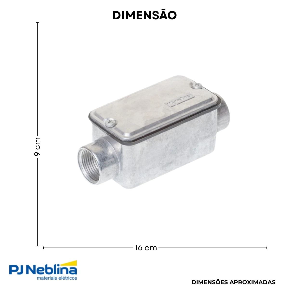 Condulete Alumínio Fixo Tipo C 2Pol C/Rosca Bsp S/Pintura C/Tampa C/Vedação Tgvp (Ip54) - Wetzel