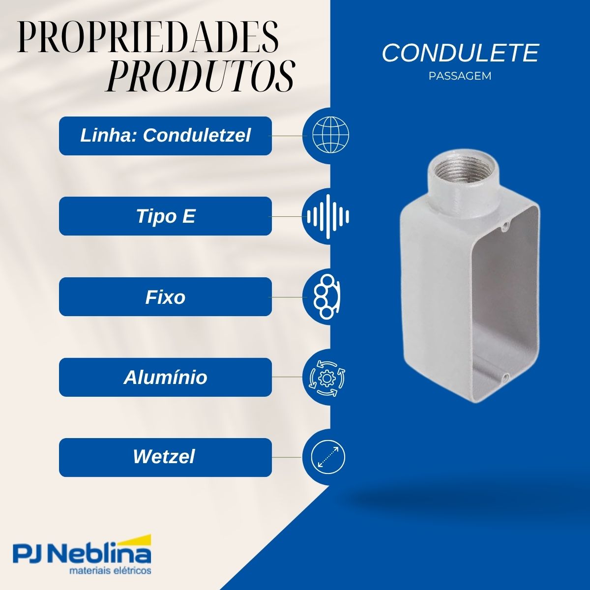 Condulete Alumínio Fixo Tipo E 3/4 C/Rosca Bsp S/Pintura S/Tampa S/Vedação - Wetzel