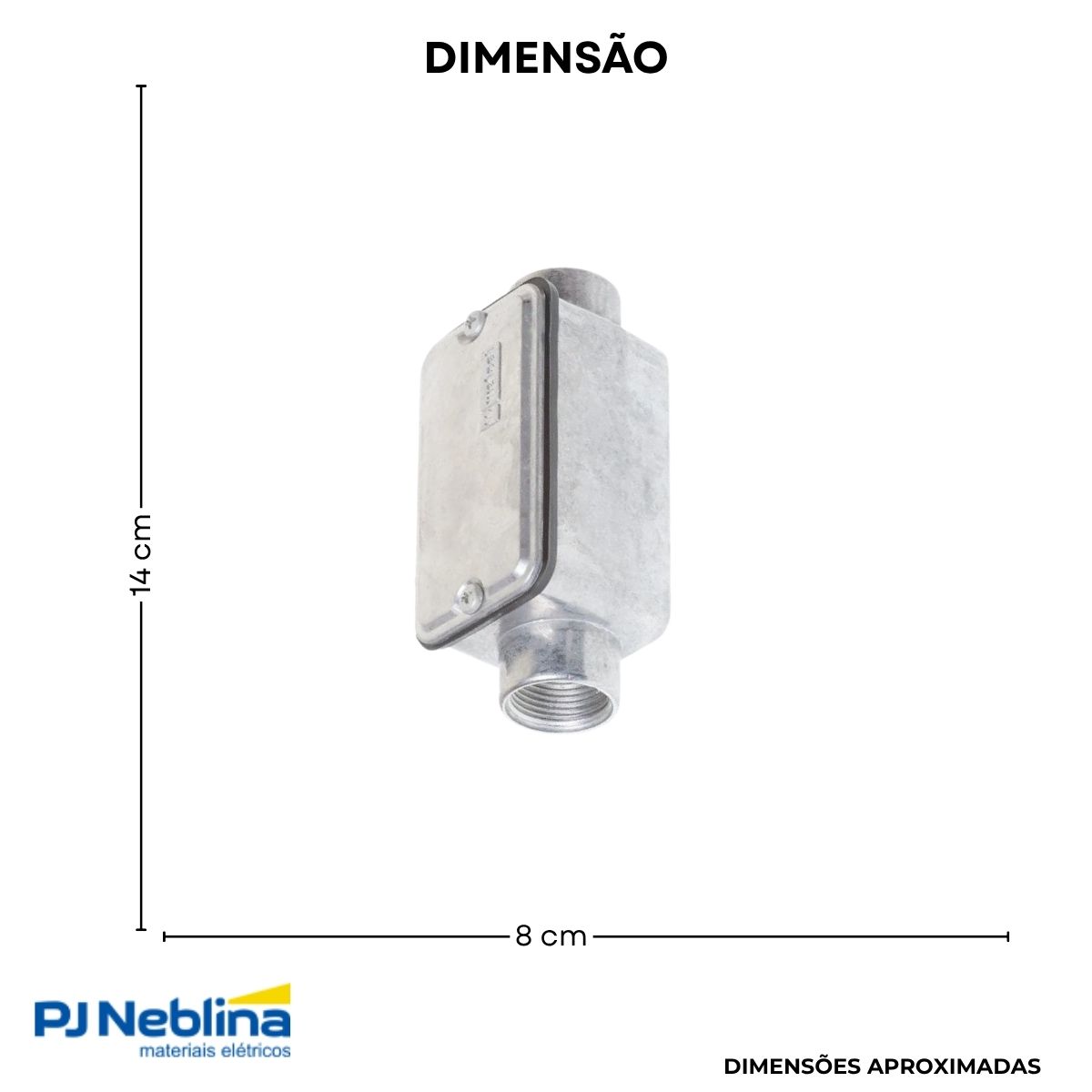 Condulete Alumínio Fixo Tipo C 1.1/2 C/Rosca Bsp S/Pintura C/Tampa C/Vedação Tgvp (Ip54) - Wetzel