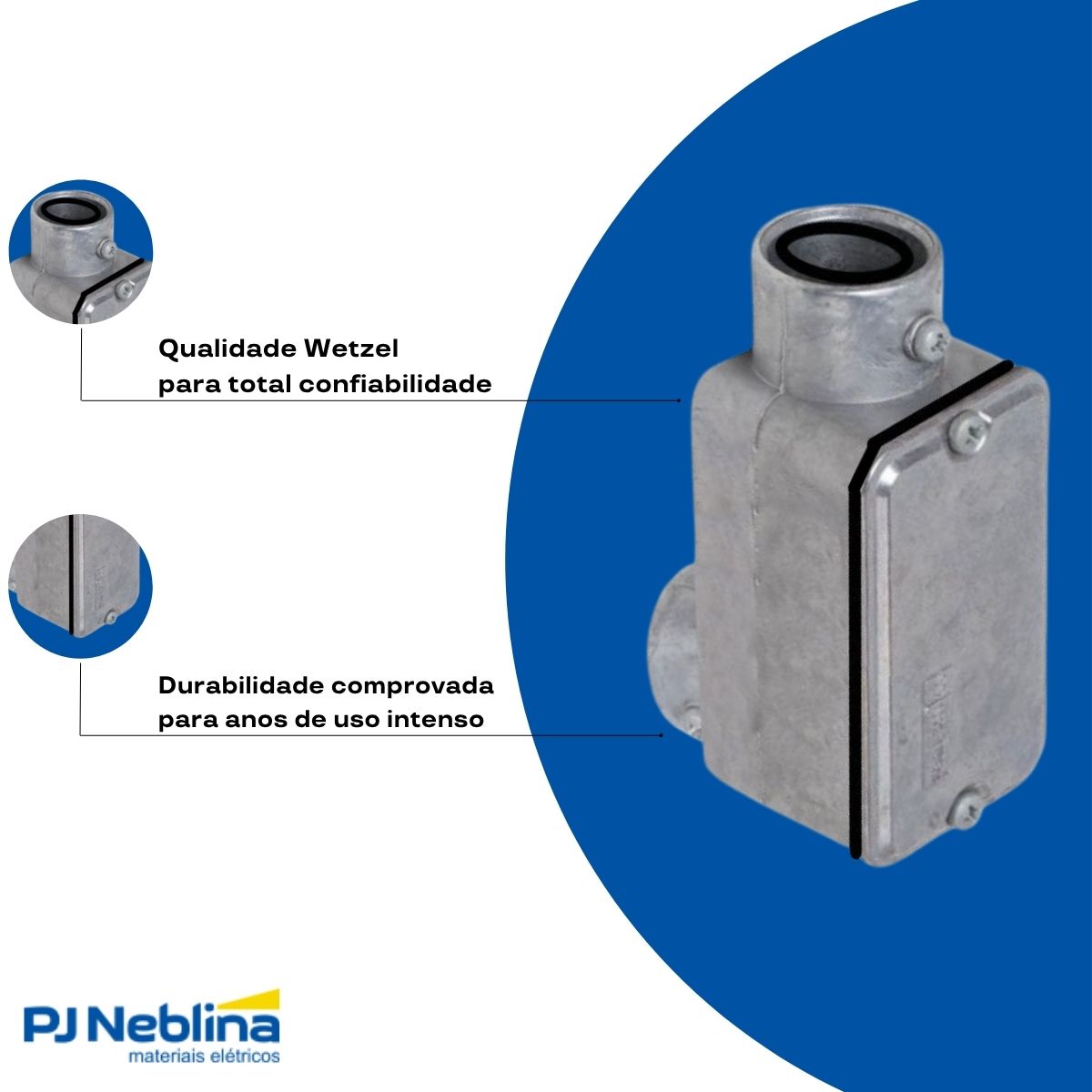 Condulete Alumínio Fixo Tipo Lb 1.1/2 C/Rosca Bsp S/Pintura C/Tampa C/Vedação Tgvp (Ip54) - Wetzel