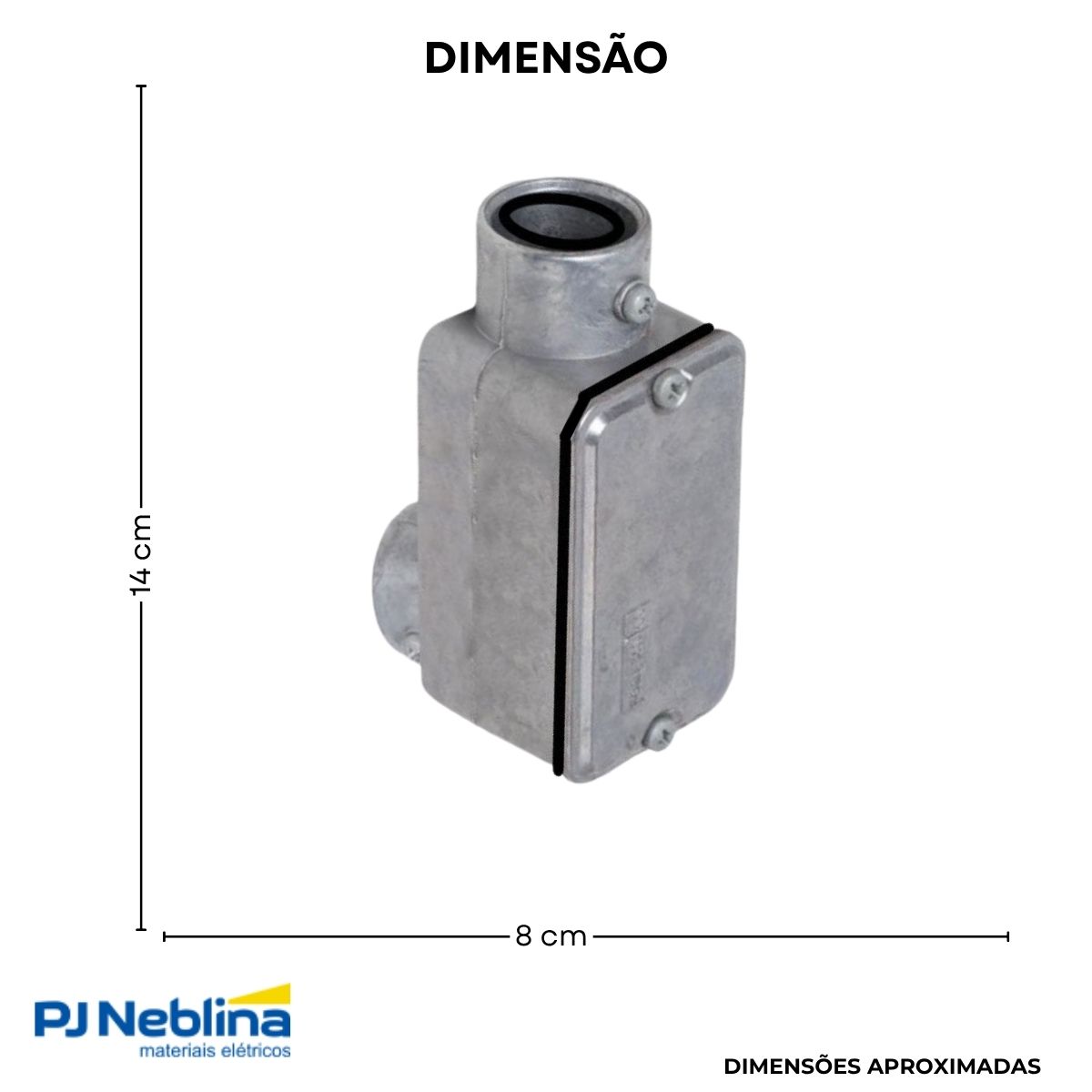 Condulete Alumínio Fixo Tipo Lb 1.1/2 C/Rosca Bsp S/Pintura C/Tampa C/Vedação Tgvp (Ip54) - Wetzel