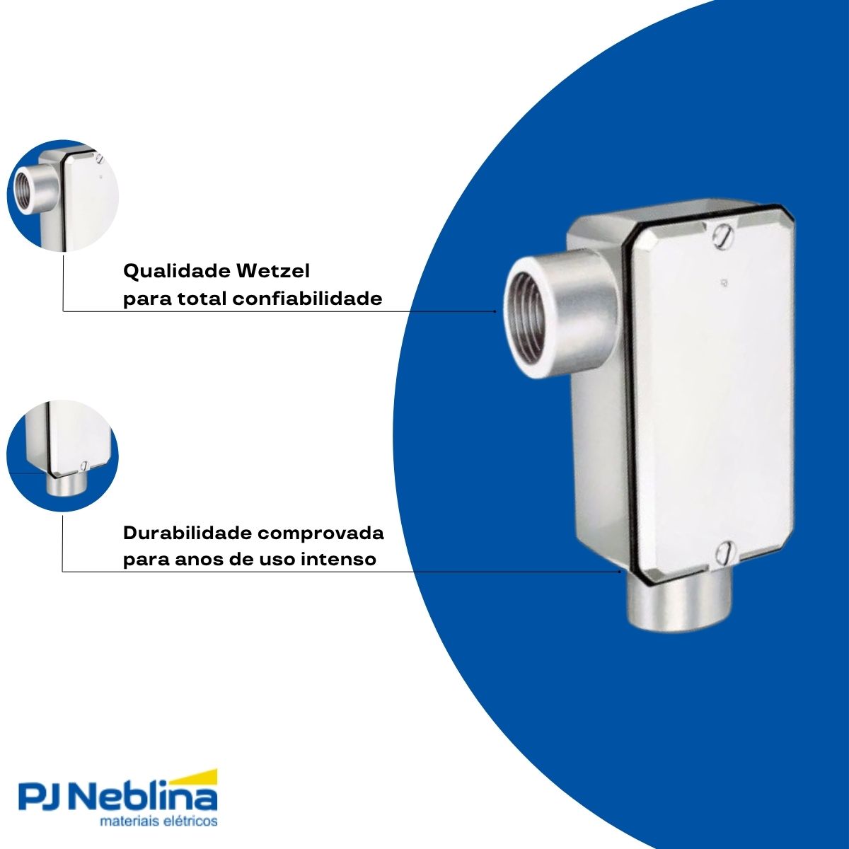 Condulete Alumínio Fixo Tipo Ll 1.1/4 C/Rosca Bsp S/Pintura C/Tampa C/Vedação Tgvp (Ip54) - Wetzel