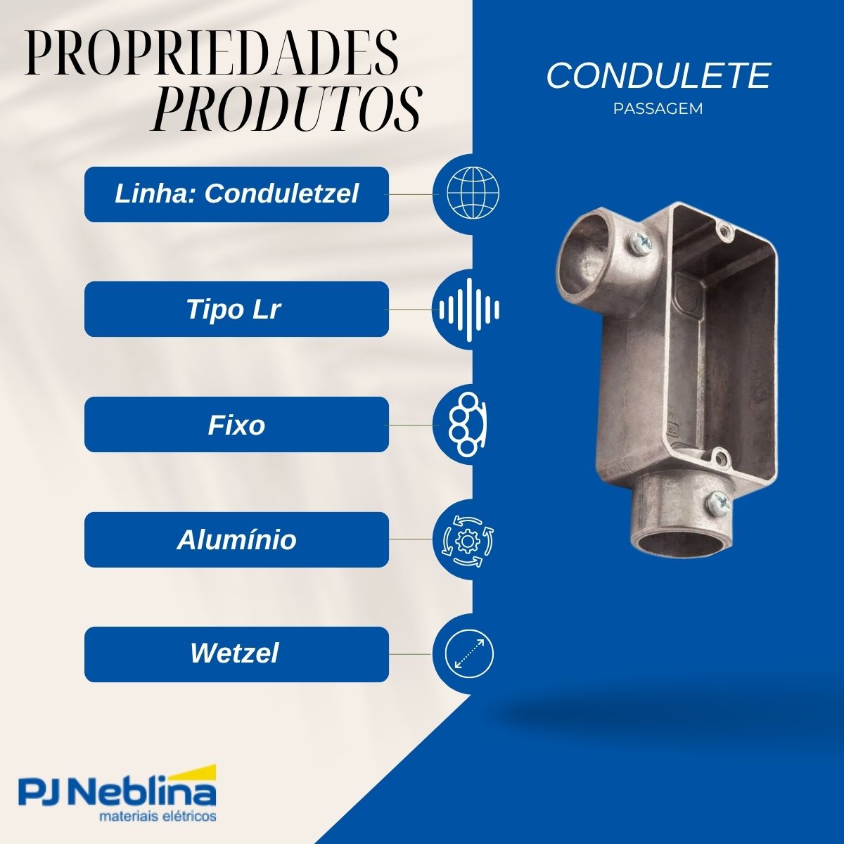 Condulete Alumínio Fixo Tipo Lr 3/4 C/Rosca Bsp S/Pintura S/Tampa S/Vedação - Wetzel