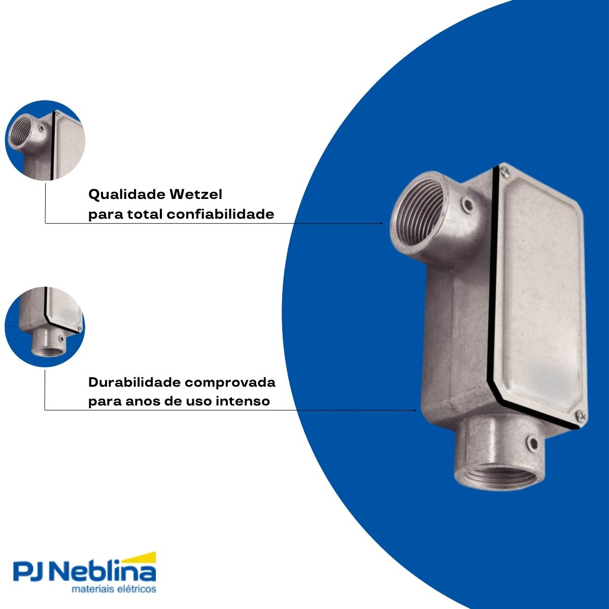 Condulete Alumínio Fixo Tipo Lr 1.1/4 C/Rosca Bsp S/Pintura C/Tampa C/Vedação Tgvp (Ip54) - Wetzel