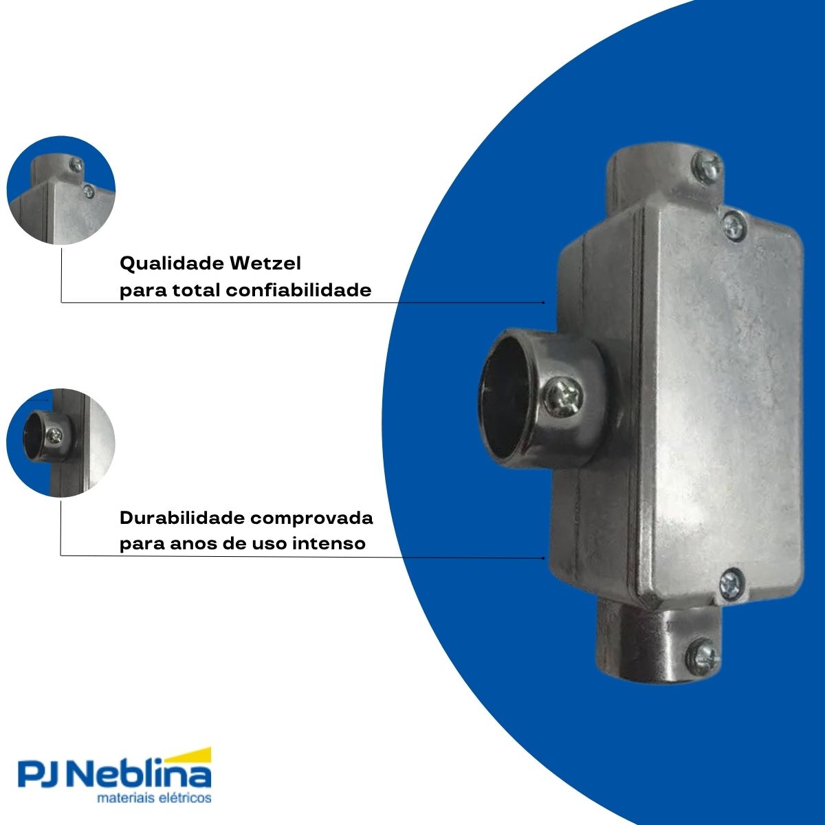 Condulete Alumínio Fixo Tipo T 1.1/4 C/Rosca Bsp S/Pintura C/Tampa C/Vedação Tgvp (Ip54) - Wetzel