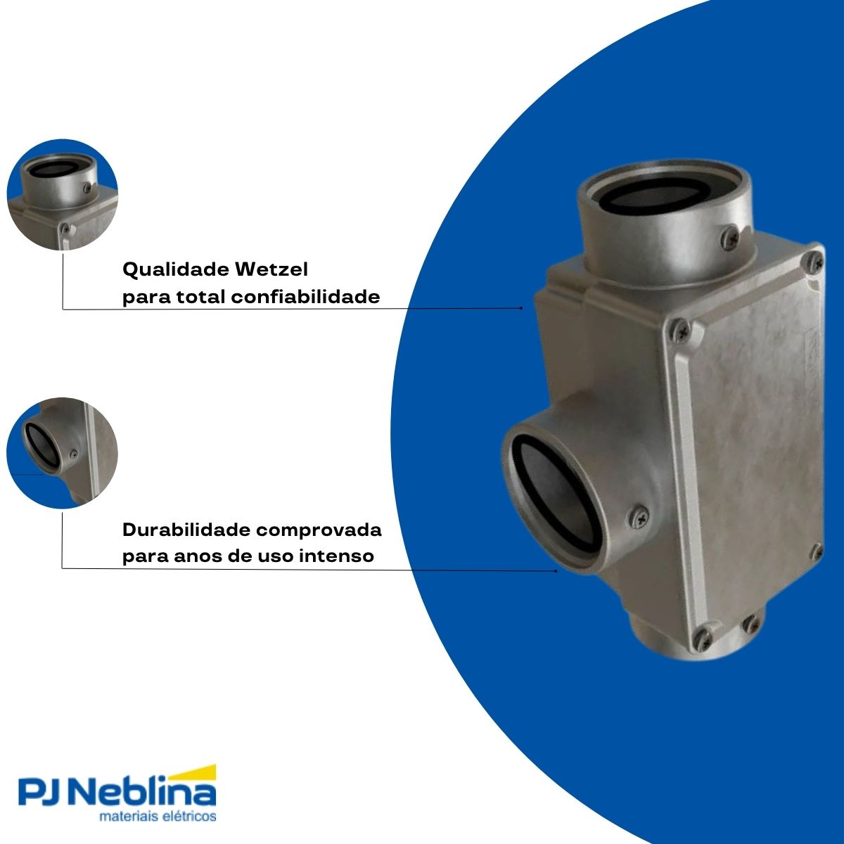 Condulete Alumínio Fixo Tipo T 1.1/2 C/Rosca Bsp S/Pintura C/Tampa C/Vedação Tgvp (Ip54) - Wetzel