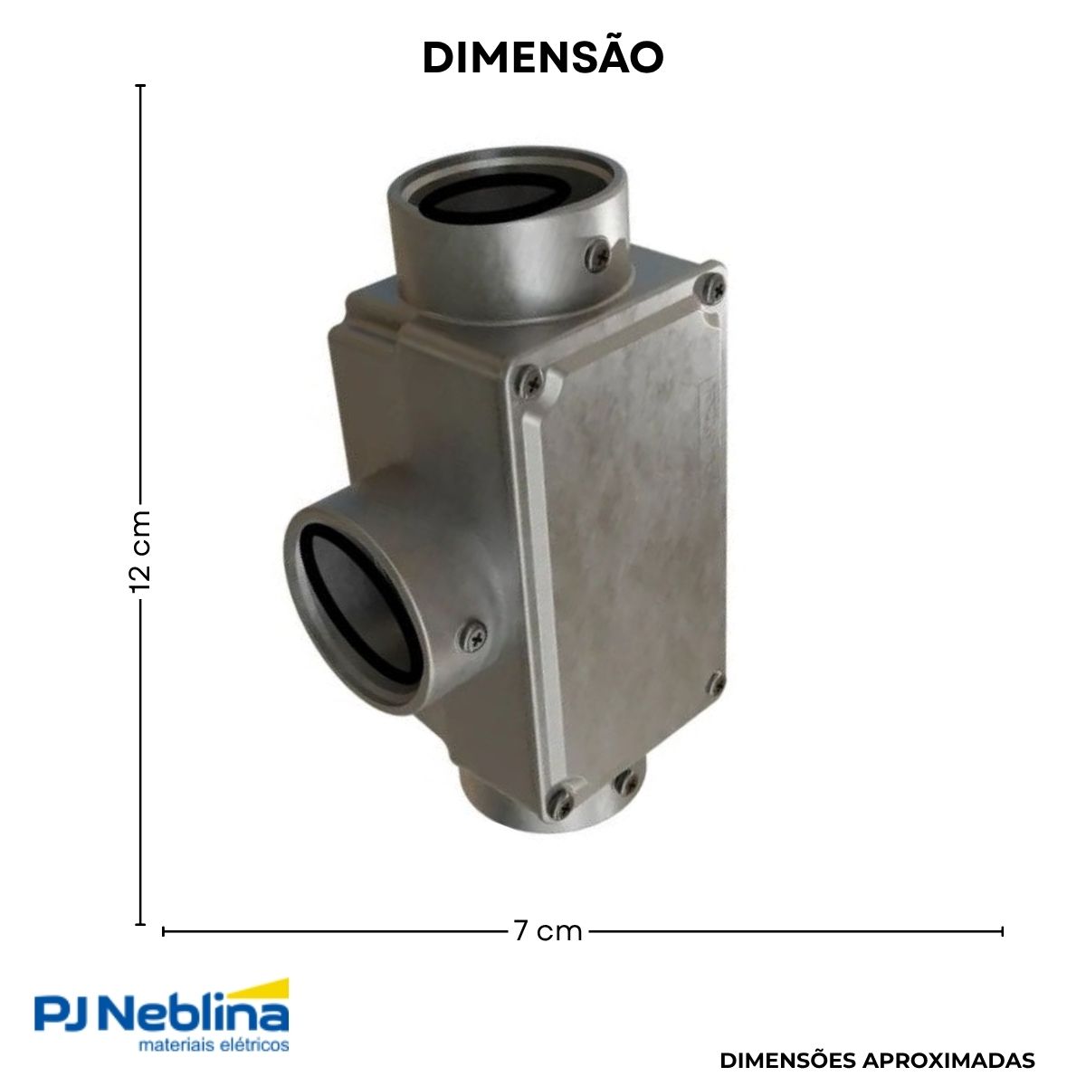 Condulete Alumínio Fixo Tipo T 1.1/2 C/Rosca Bsp S/Pintura C/Tampa C/Vedação Tgvp (Ip54) - Wetzel